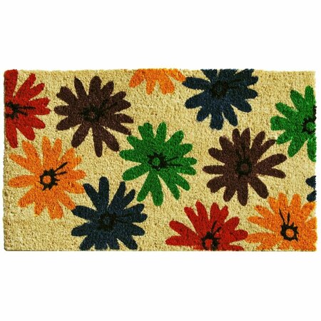 CONFIGURACION 17 x 29 in. Colorful Daisies Rectangular Doormat Multi Color CO2830949